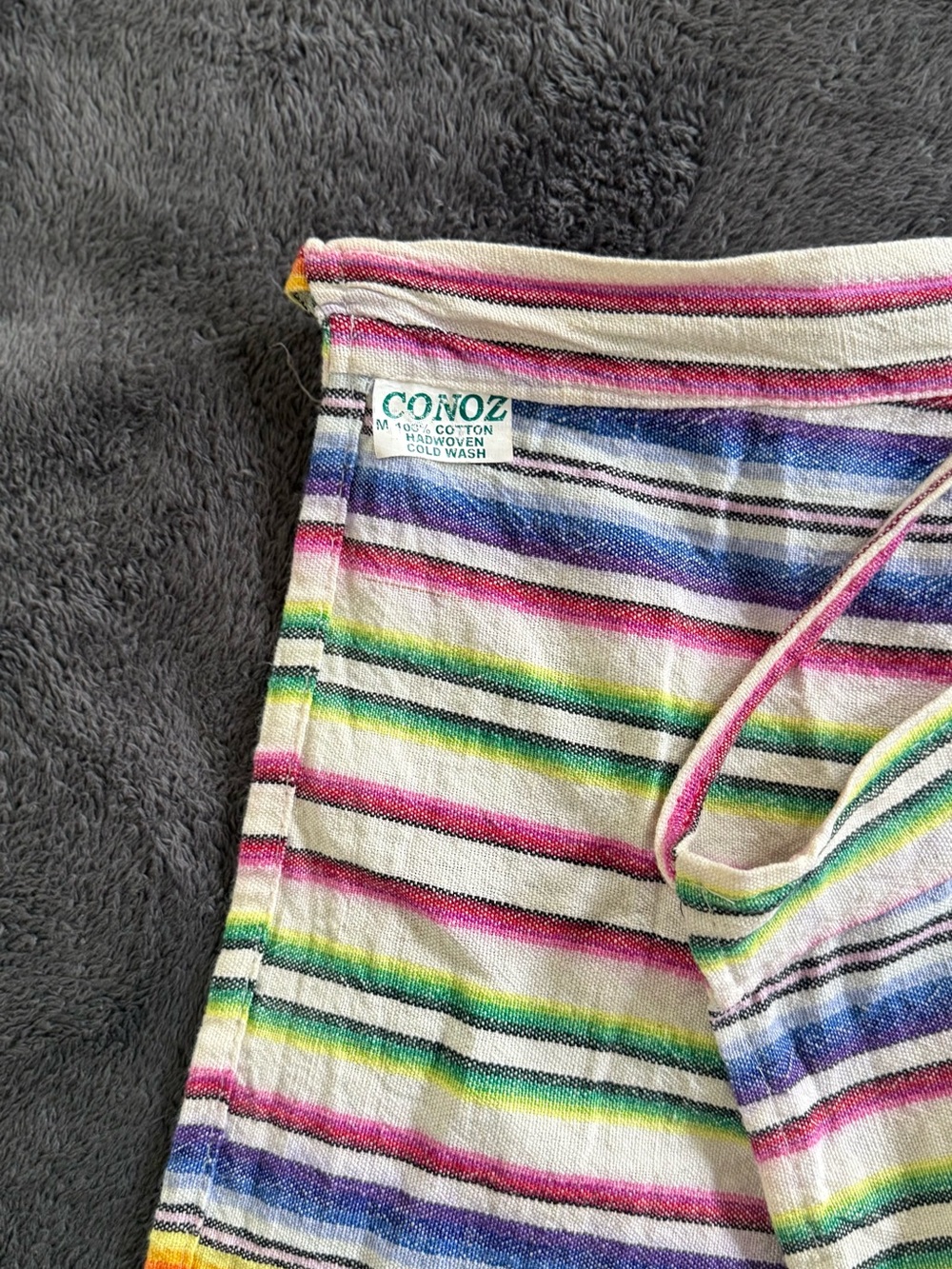 Striped Multicolor Mini Skirt - Rainbow horizontal Stripes.    Loom-woven skirt - Picture 7 of 7